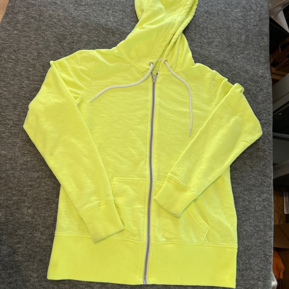 Xersion High Vis Yellow Full Zip Hoodie Sweatshirt Size Small